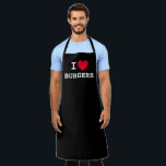 I heart burgers | Funny BBQ apron for meat lover<br><div class="desc">I heart burgers | Funny BBQ apron for meat lover. Personalizable I love template design. Barbecue aprons in any colour. Fun gift idea for friends,  family,  chef,  cook,  dad,  food truck worker,  grillmaster,  grandpa,  uncle etc. Black or custom colour cooking aprons.</div>