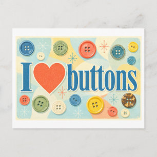 "I [Heart] Buttons" Postcard