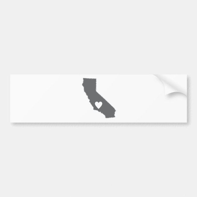 I Heart California Grunge Look Outline State Love Bumper Sticker (Front)