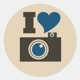 I Heart Camera Classic Round Sticker