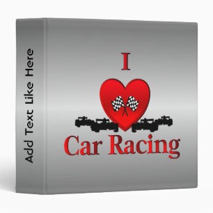 I Heart Car Racing Binder
