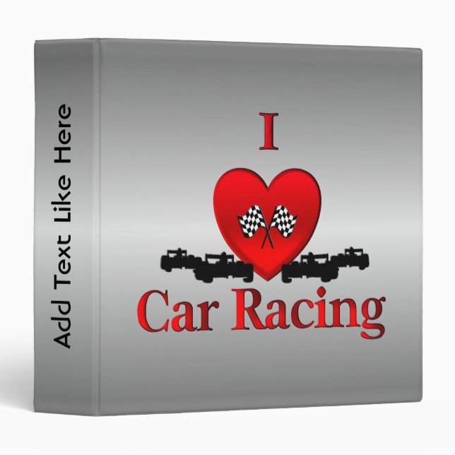 I Heart Car Racing Binder (Front/Spine)