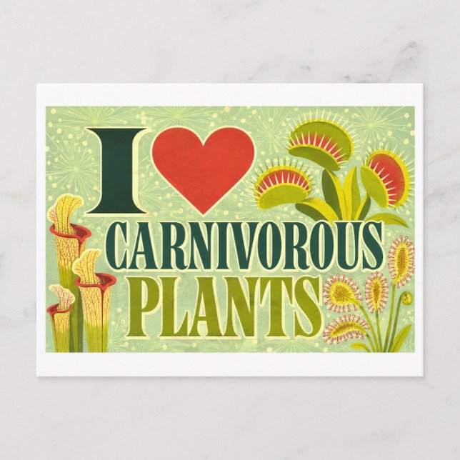 "I [Heart] Carnivorous Plants" Postcard (Front)