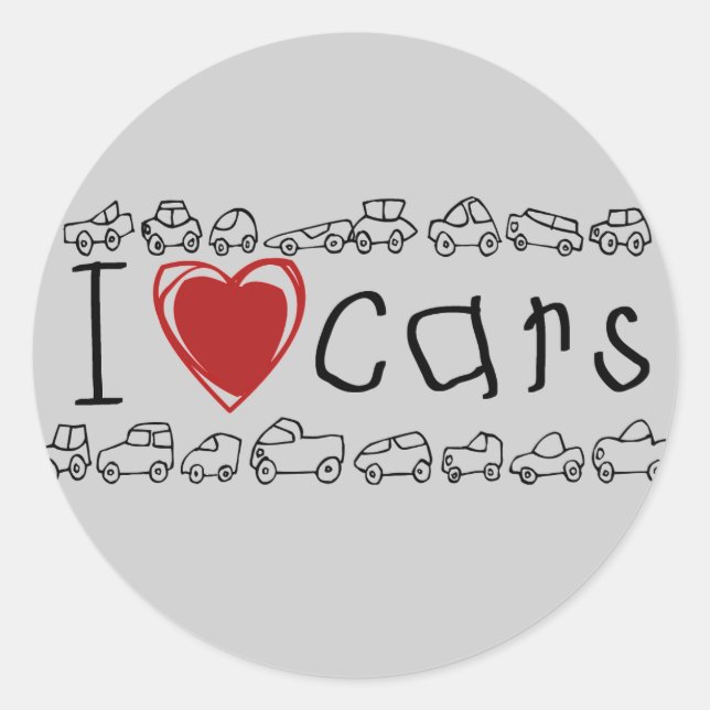 I Heart Cars Tshirts and Gifts Classic Round Sticker (Front)