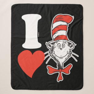 I Heart Cat in the Hat Sherpa Blanket