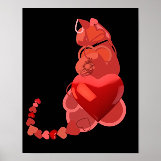 I heart cats black and red fleece blanket poster (Front)