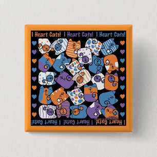 I Heart Cats! Collage 2 Inch Square Button