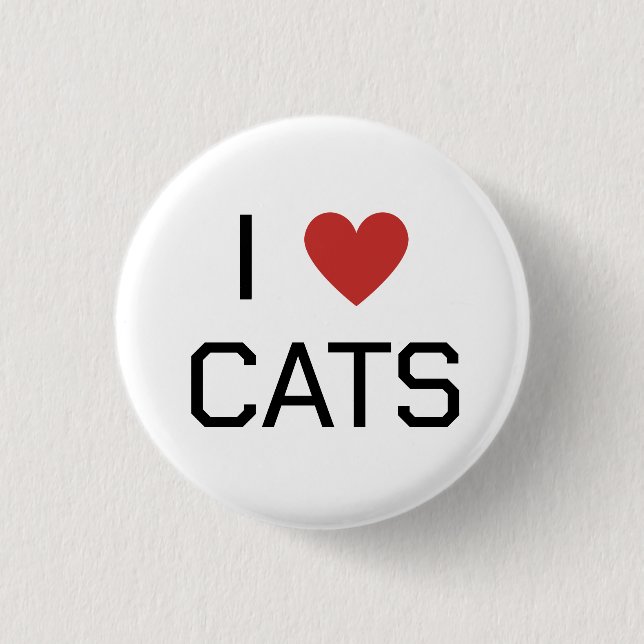I Heart Cats Message 1 Inch Round Button (Front)