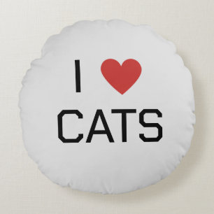 I Heart Cats Message Round Pillow