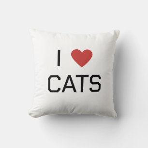 I Heart Cats Message Throw Pillow