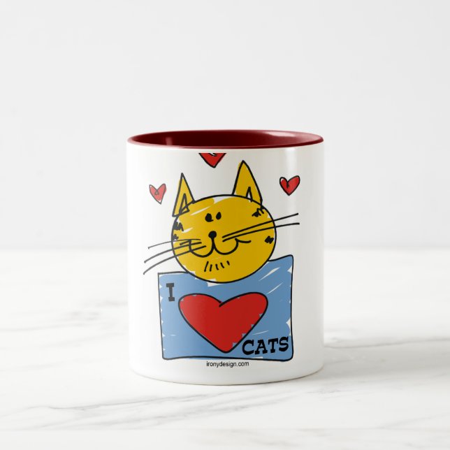 I Heart Cats Two-Tone Coffee Mug (Center)