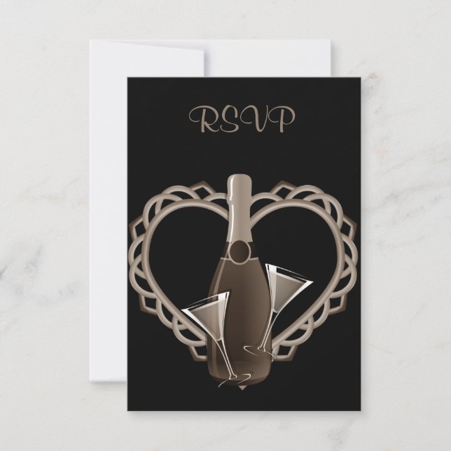 I HEART CHAMPAGNE ENGAGEMENT PARTY RSVP INVITATION (Front)