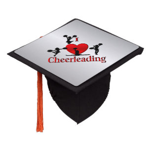 I Heart Cheer Leading Graduation Cap Topper