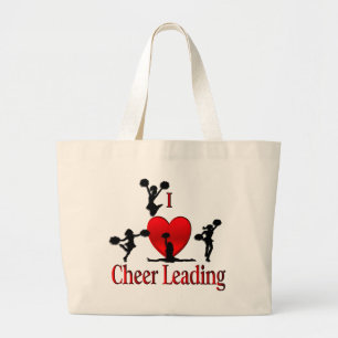 I Heart Cheer Leading Large Tote Bag