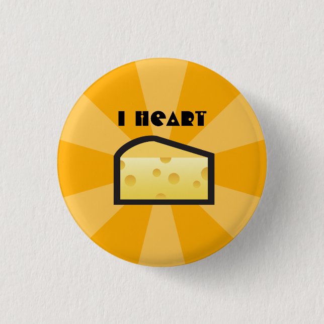 I Heart Cheese 1 Inch Round Button (Front)