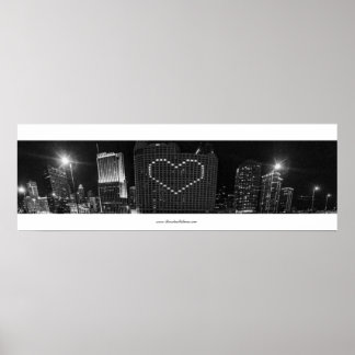 I heart Chicago Skyline in Black and White Poster