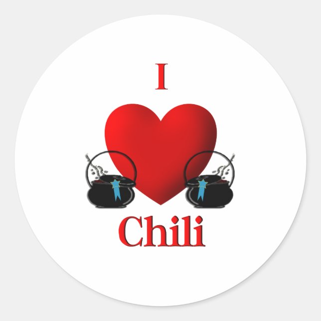 I Heart Chili Classic Round Sticker (Front)