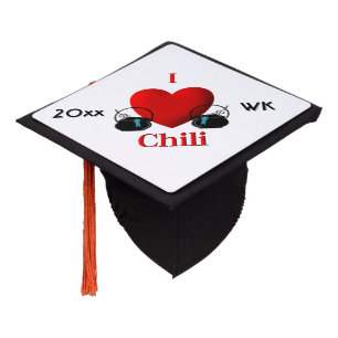 I Heart Chili Custom Date and Initials Graduation Cap Topper