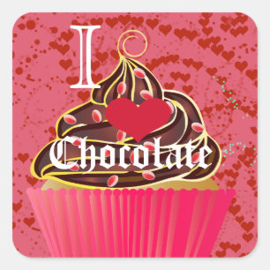 I Heart Chocolate-I Love Chocolate Square Sticker