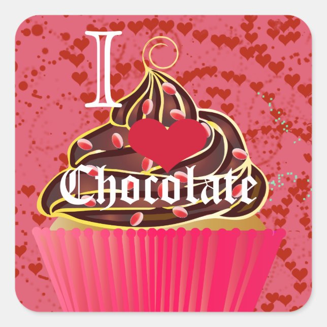 I Heart Chocolate-I Love Chocolate Square Sticker (Front)