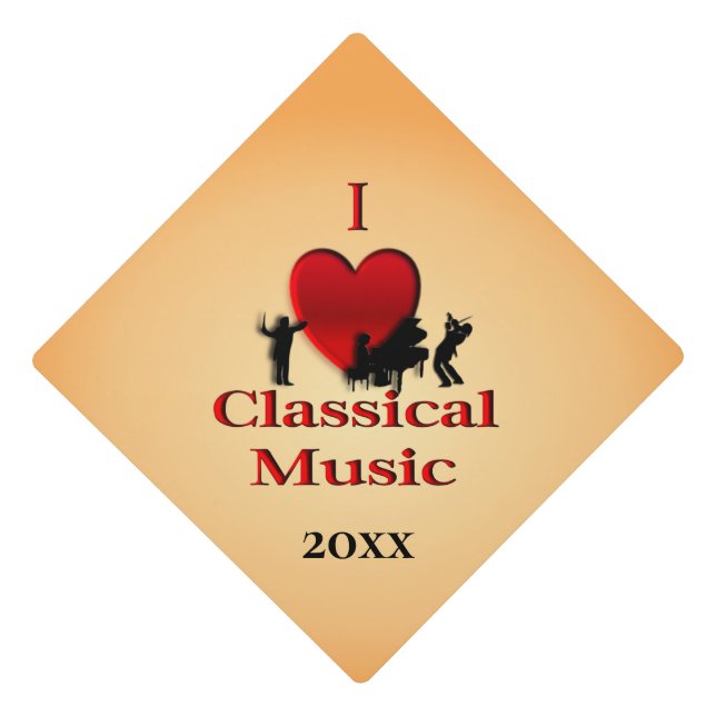 I Heart Classical Music Year Graduation Cap Topper (Front)