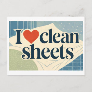 "I [Heart] Clean Sheets" Postcard