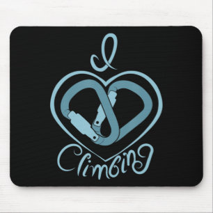 I Heart Climbing (Carabiner) Fun Rock Climbing Mouse Pad