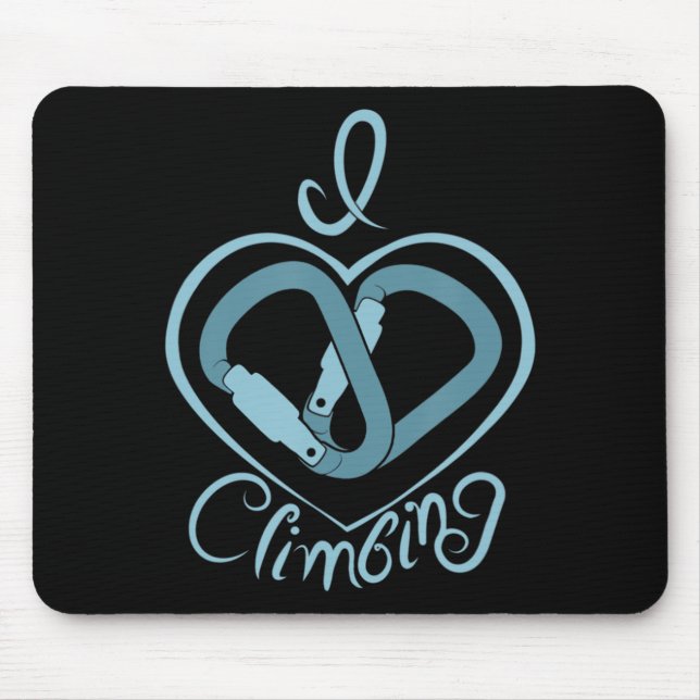 I Heart Climbing (Carabiner)  Fun Rock Climbing  Mouse Pad (Front)