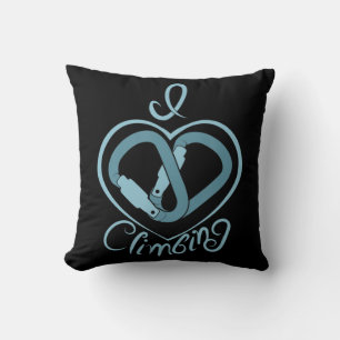 I Heart Climbing (Carabiner) Fun Rock Climbing Throw Pillow
