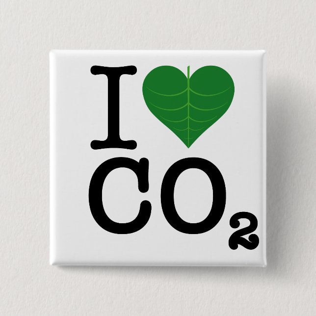 I Heart CO2 2 Inch Square Button (Front)