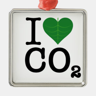 I Heart CO2 Metal Ornament