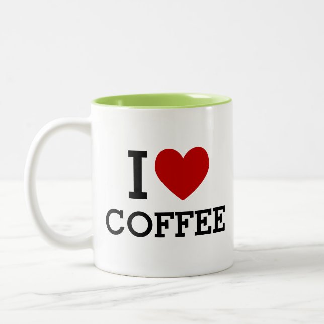 I Heart Coffee Funny Cute Gift for Coffee Lovers Two-Tone Coffee Mug (Left)