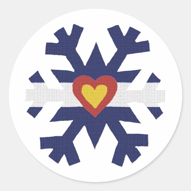 I Heart Colorado Flag Snowflake Classic Round Sticker (Front)