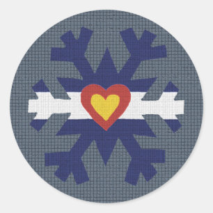 I Heart Colorado Flag Snowflake Classic Round Sticker