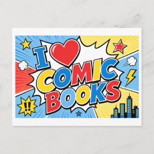 "I [Heart] Comic Books" Postcard