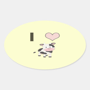 I heart cows oval sticker