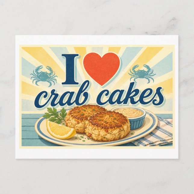 "I [Heart] Crab Cakes" Postcard (Front)