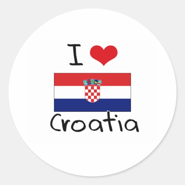 I HEART CROATIA CLASSIC ROUND STICKER (Front)