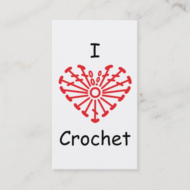 I Heart Crochet -Heart Crochet Chart Pattern Business Card (Front)