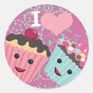 I Heart Cupcakes- I Love Cupcakes Classic Round Sticker
