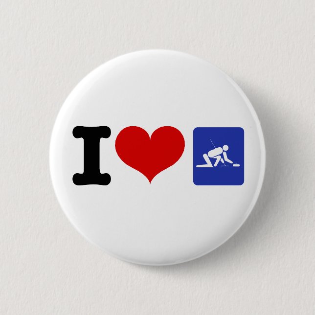 I Heart Curling 2 Inch Round Button (Front)