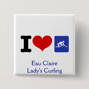 I Heart Curling 2 Inch Square Button