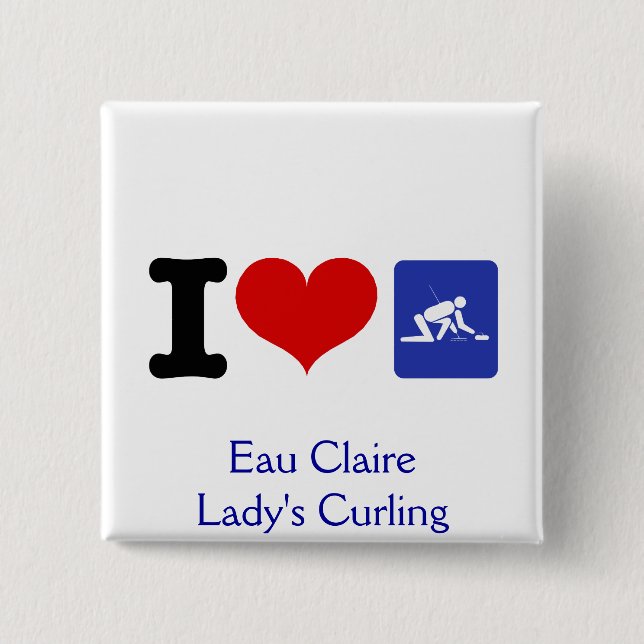 I Heart Curling 2 Inch Square Button (Front)