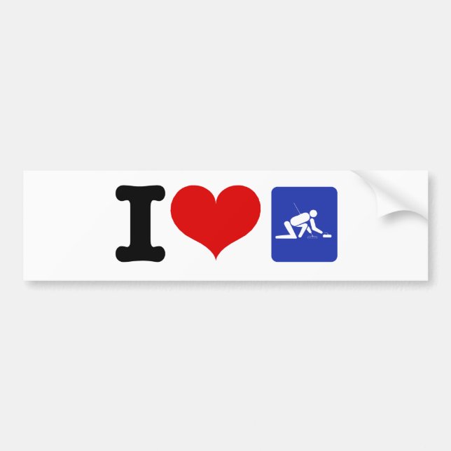 I Heart Curling Bumper Sticker (Front)
