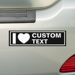 I Heart Custom Modern Black Bumper Sticker