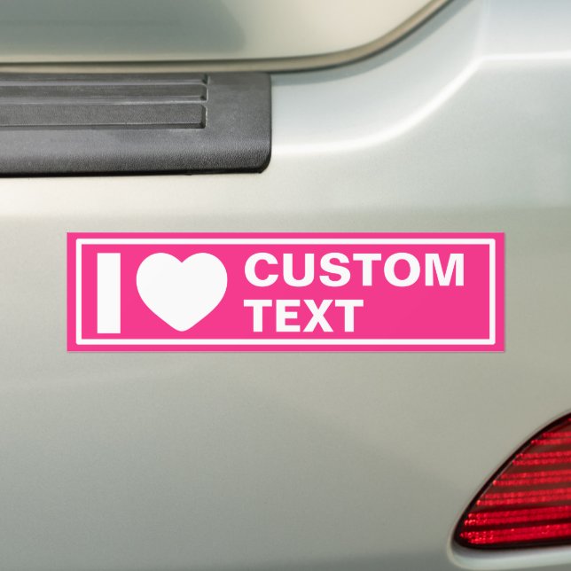 I Heart Custom Modern Hot Pink Bumper Sticker (On Car)