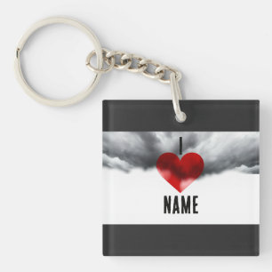 I Heart Custom Name Keychain