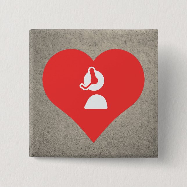 I Heart Customer Service Icon 2 Inch Square Button (Front)