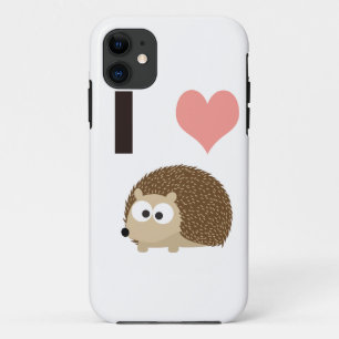 I heart cute hedgehog iPhone 11 case