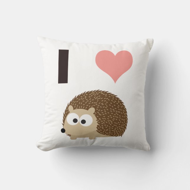 I heart cute hedgehog throw pillow (Front)
